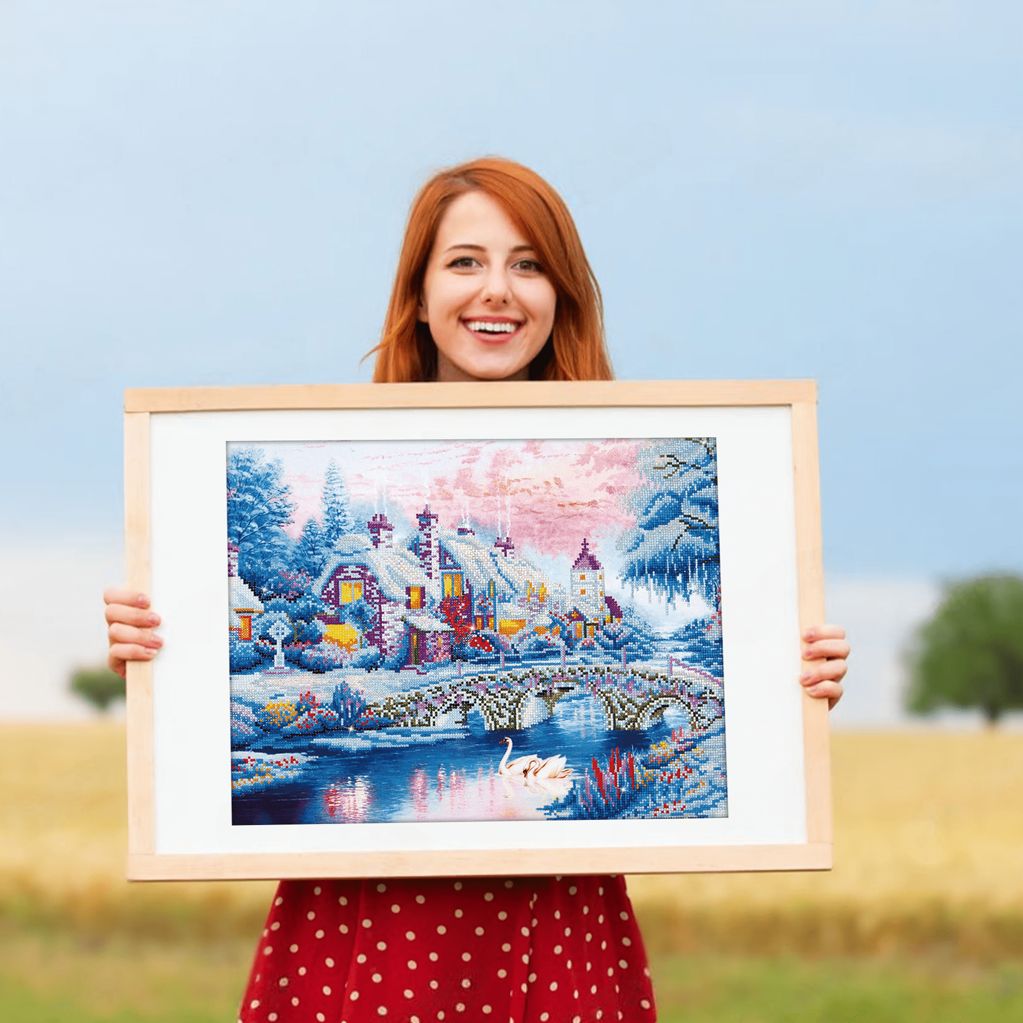 Diamond Dotz Winter Village Landscape Diamond Painting Kits for Adults - Diamond Art Kits a Relaxing Creative Craft Kit with Dotz Gems 19.7"x31"