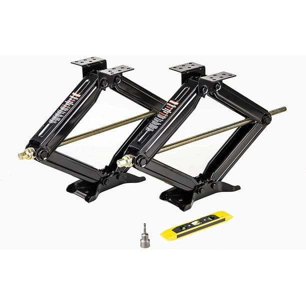 ROCKMAN RV Camper Trailer Stabilizer Leveling Scissor Jacks w/Socket & Level 24" 7500lbs Set 2