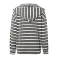 thumbnail image 5 of Winter Striped Drawstring Hooded Long Sleeve Sweatshirt Top for Women Cozy Casual Pullover, 5 of 8