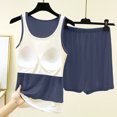 thumbnail image 6 of Kaemgyyd Pajamas Set for Women Color Block Lounge Sets Crew Neck Tank Top with Shorts Soft Comfy Sleepwear（Dark Gray,X-Large）, 6 of 6