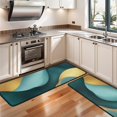 thumbnail image 3 of Kitchen Rugs Sets Of 2,Teal Marble Gold Wave Pattern Anti Fatigue Kitchen Mat Rugs Non Slip Washable,Decorative Kitchen Floor Mats for Kitchen,Sink,Laundry,17"x47"+17"x47", 3 of 5