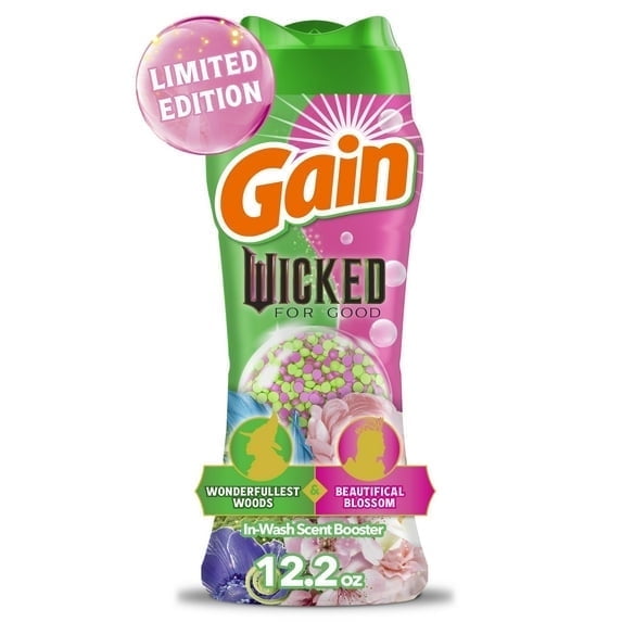 Gain "Wicked: For Good" Limited-Edition In-Wash Laundry Scent Booster Beads, Wonderfullest Woods & Beautifical Blossom Scent, 12.2 oz - 3 pack