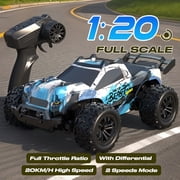 High Speed 1:20 Scale Fast RC Car, 20 KM/H, 2.4Ghz Remote Control, Off-Road Racing Vehicle with LED Lights, 2 Speed Modes, Hobby Grade All Terrain Trucks for Adults and Boys