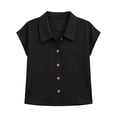 thumbnail image 3 of cocolona Summer Button Tops for Women Lapel Short Sleeve Shirts Dressy Casual Loose Solid Color Blouses, 3 of 6