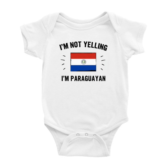 I'm Not Yelling, I'm Paraguayan Baby Romper Bodysuit (White, 18-24 Months)