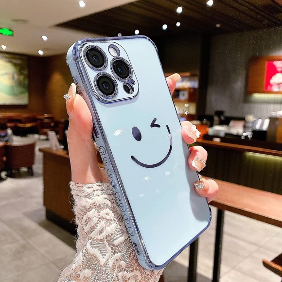 Compatible With Iphone 14 Pro Case, Cute Wink Smile Design Elegant Silicone Tpu Back Cover [upgraded Thickened Plating +camera Protection + Shockproof