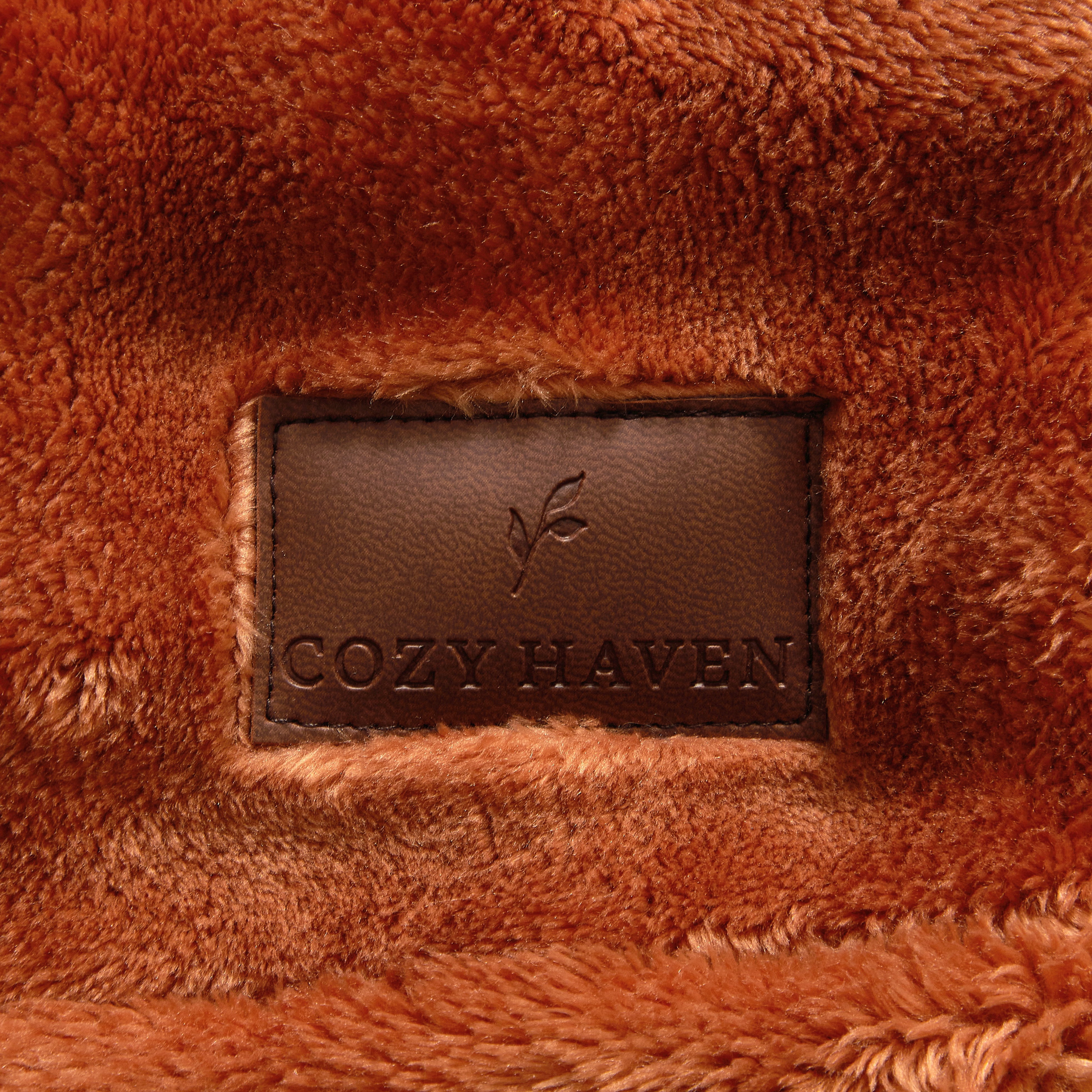 Cozy Haven Luxury Bubble Plush Oversized Couch Throw Blanket, Rust, 50 x 72 in
