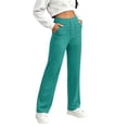 thumbnail image 2 of Bloomae Womens High Waist Button Stretchy Work Pants Comfortable Straight Leg Office Dress Pant Business Casual Trousers with Pockets, 2 of 8