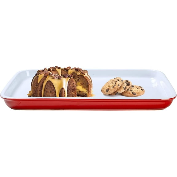 Emeril Lagasse 15.75 IN Large Baking Sheet – Stoneware Cookie Sheet & Baking Tray, Oven Safe Baking Trays for Oven