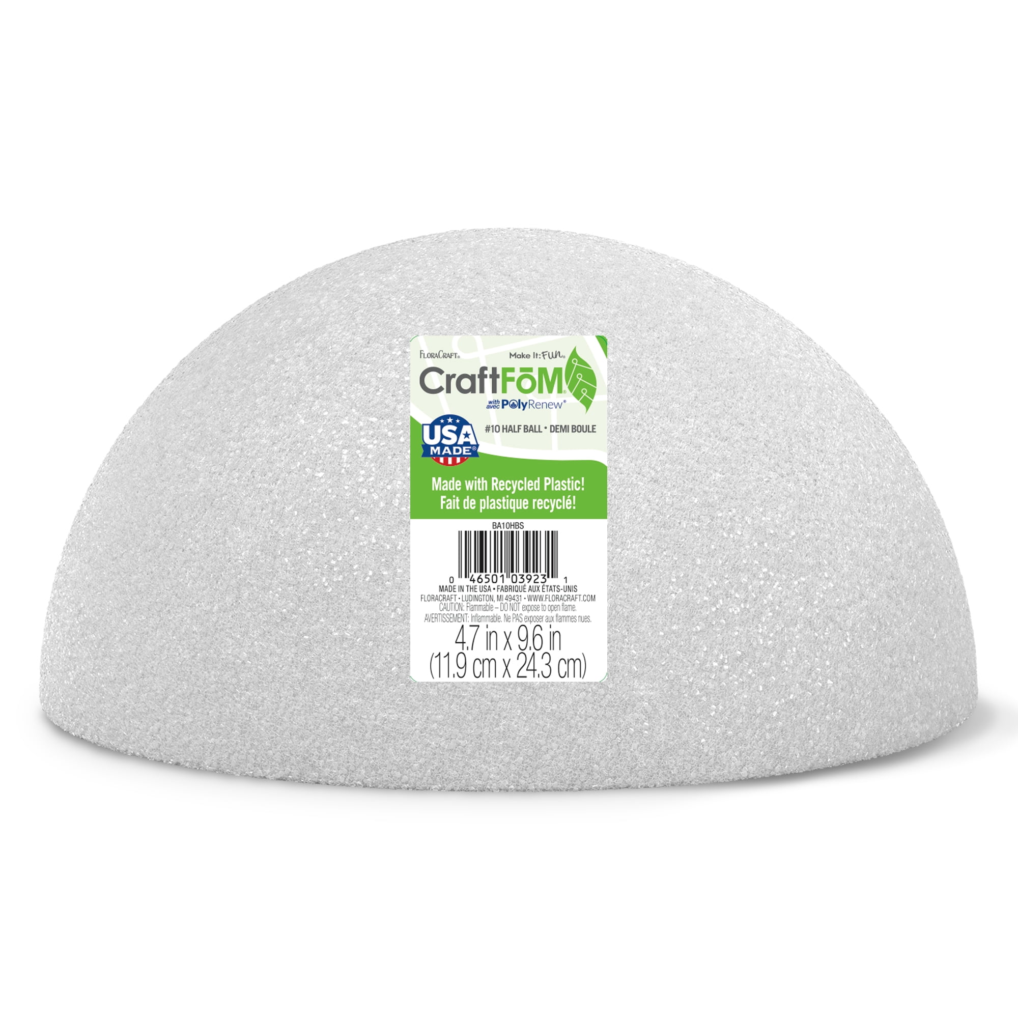 Floracraft Styrofoam Half Ball 10" White