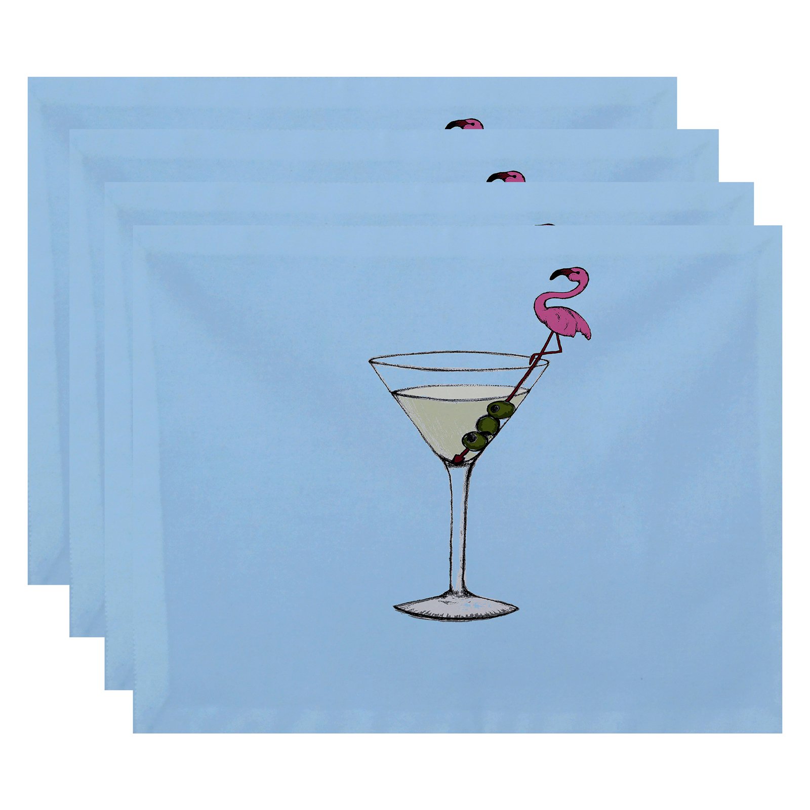 Simply Daisy, 18 x 14 Inch Martini Glass Flamingo Geometric Print Placemat (set of 4), Pink