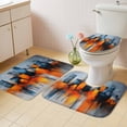 thumbnail image 2 of Blue Burnt Orange Bath Mat 3 Piece Bathroom Rug Set, Modern Oil Painting Geometric Abstract Non Slip Bath Rug Contour Mat and Toilet Lid Cover, Absorbent Shower Mats Soft Bath Rugs and Mats Sets, 2 of 8