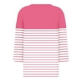 thumbnail image 4 of Royisotas Pink Women Tops Fall Casual Three Quarter Sleeve Striped Color Block Blouses for Women V-Neck Loose Fit T-Shirts, 4 of 5
