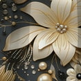 thumbnail image 4 of Designart "Floral Elegance In Golden Beige And Black II" Glam Blackout Curtain Single Panel, 4 of 4