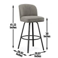 thumbnail image 3 of Steve Silver Anaheim Gray Metal 30" Swivel Bar Chair, 3 of 5
