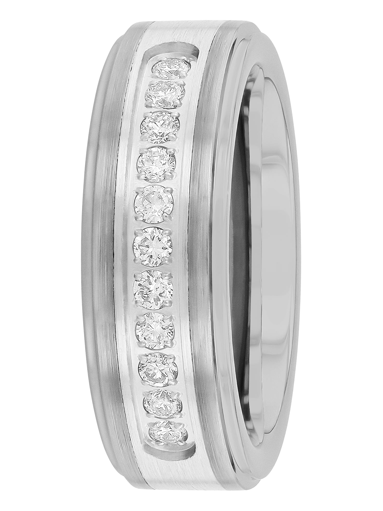 Mens 3/8 ctw Lab-Grown Diamond Tungsten & Stainless Steel Wedding Band - Mens Ring