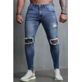 thumbnail image 4 of POGLIP Men's Blue Ripped Skinny Fit Men's Jeans, 4 of 6