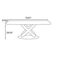 thumbnail image 3 of POVISON 71" Modern White Dining Table for 6, Sintered Stone Tabletop Kitchen Table, Solid Black Carbon Steel Base, 3 of 8