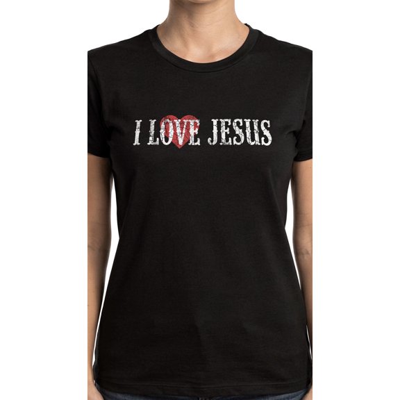Black Version Title: Unisex Adult "I LOVE JESUS" Graphic Tee Casual T-Shirt Black