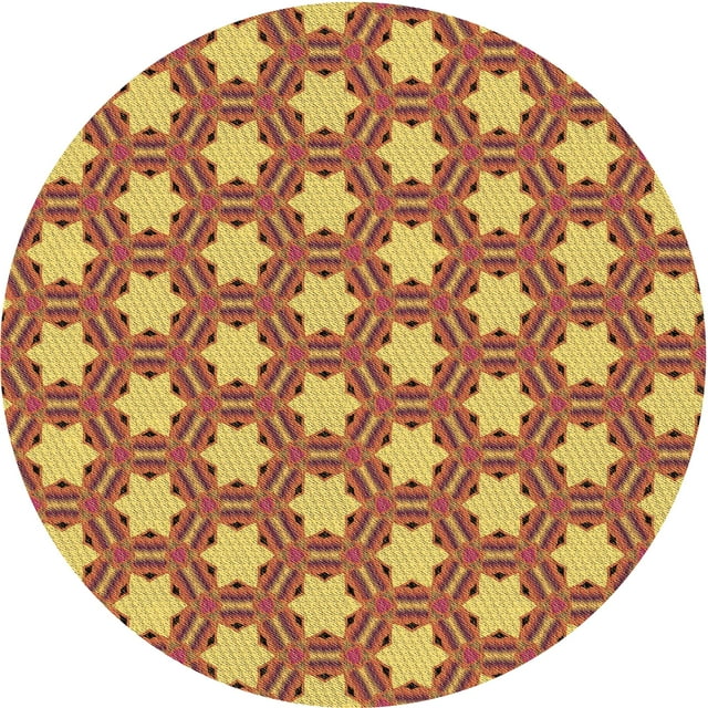 Ahgly Company Machine Washable Indoor Round Transitional Grapefruit Red Area Rugs, 3' Round