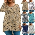 thumbnail image 2 of Abcomgle Plus Size Tops for Women Curved Hem Casual Sexy T Shirts Crew Neck Long Sleeve Vintage Floral Print Graphic T-Shirt Summer Tunic Tops,XL, 2 of 5
