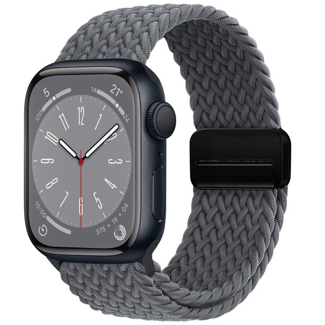 Omecky Correa Trenzada Magnética Solo Loop Compatible Con Apple Watch Series 9 8 7 6 5 4 3 38 Mm 40 Mm 41 Mm Para Mujeres Y Hombres Correa Deportiva Elástica De Nailon Para Iwatch Se Gris Espacial