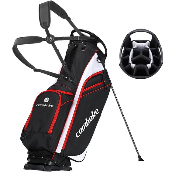 Golf Cart Bag with 14 Way Divider, Lightweight Golf Club Bag with Cooler Beverage Pocket, Valuables Pocket, Extra Storage, and Rain Hood – Durable Organizer for Men and Women, Black /Red