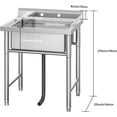 thumbnail image 2 of Commercial Stainless Steel Freestanding Utility Sink Single Bowl Heavy-Duty for Garage Laundry Kitchen Restaurant Easy Clean Anti-Splash Adjustable Legs, 2 of 8