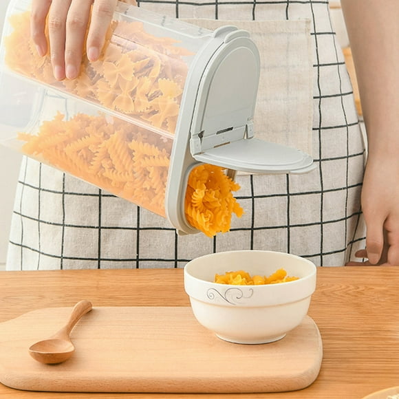 Airtight Cereal Storage Container, Clear 2.6L Airtight Kitchen Food Storage Container With Lids And Compartments For Grain, Sugar, Flour, Rice, Nut, Snacks