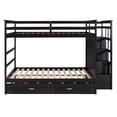 thumbnail image 5 of Harper & Bright Designs Full Over Full Bunk Bed with Trundle and Stairs, WoodBunk Beds with Storage Drawers and Guardrail for Adults, Espresso, 5 of 12