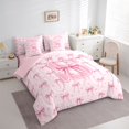 thumbnail image 2 of Erosebridal Pink Bow Tie Initial S Twin Bedding Sets 7-Piece For Children Teens,Cute Love Heart Print Bedding Comforter Set For Girls,Pink Reversible, 2 of 6