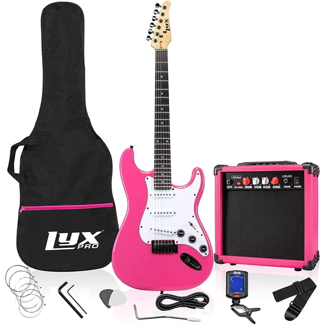 LyxPro Beginner 39” Electric Guitar & Electric Guitar Accessories, Pink