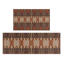 Red Boho Ethnic Geometric Pattern Kitchen Rugs Sets Of 2,Anti Fatigue Kitchen Mat Rugs Non Slip Washable,Decorative Kitchen Floor Mats for Kitchen,Sink,Laundry,17"x30" 17"x47"