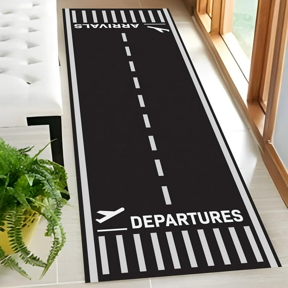 Airplane Runway Runner, Track Aircraft Plane Area Road Pattern Rug, Aviation Decor na49.4 (31\u201dx118\u201d)=80x300cm