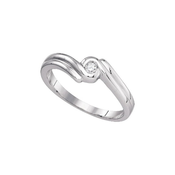 Diamond Princess 10kt White Gold Womens Round Diamond Solitaire Promise Ring 1/20 Cttw