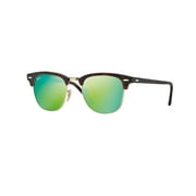 Ray-Ban Flash Lenses Clubmaster Sunglasses RB3016 51mm Tortoise/Green Flash