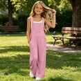 thumbnail image 3 of Vornjynx Girls Overalls with Pocket Comfort Soft Straight Fit Summer Casual Trendy Jumpsuits Pink Size 6, 3 of 10