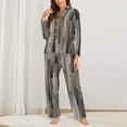 thumbnail image 3 of Junzan Wooden Texture Print Womens Pajama Sets,Long Sleeve Button Down For Women Pjs 2 Piece, 3 of 9