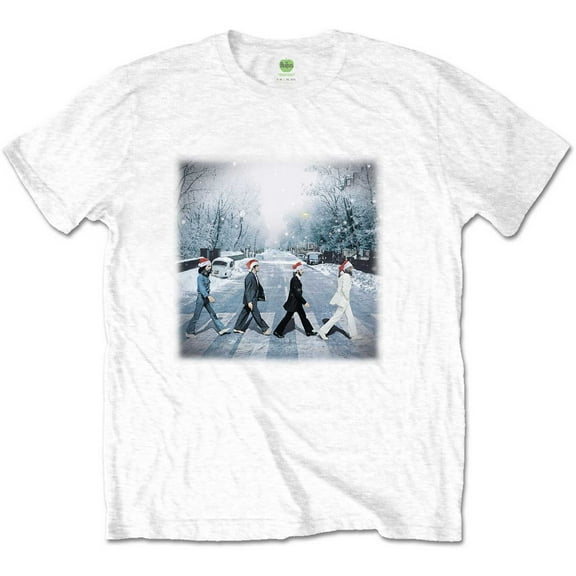 Men's Beatles Abbey Christmas Slim Fit T-shirt Small White