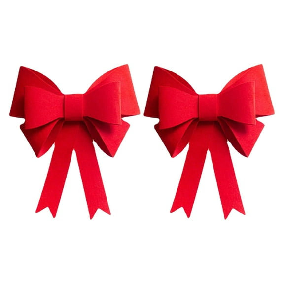unbranded Large Red Felt Bow for Christmas Decor Elegant Curtain Tiebacks and Car Decorations 2pcs Large Size