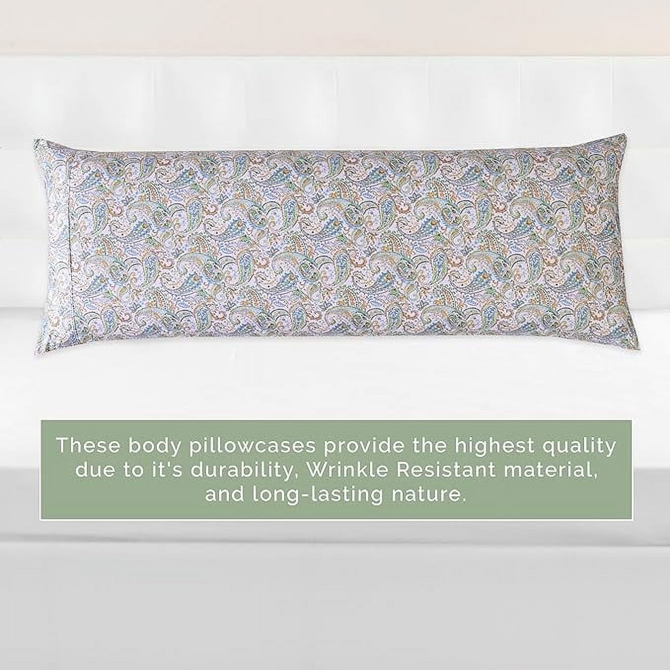 Elegant Comfort Floral Print Body Pillowcase, 1500 Series Hotel Quality Microfiber, Soft and Smooth with Hidden Zipper Closure, Body Pillowcase, Paisley Teal