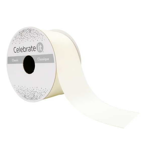 1.5" x 3yd. Ivory Satin Ribbon by Celebrate It – Non-Wired Woven Selvage Edge - Ideal for Gift Wrapping - Crafts & Decor - 12 Pack