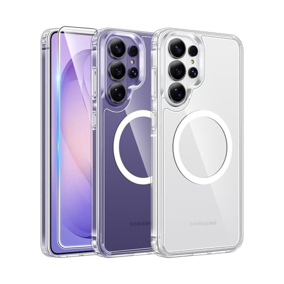 for Samsung Galaxy S26-Ultra Case: Clear Magnetic Phone Cases with Screen Protector Compatible with Magsafe Slim Anti Yellowing Rugged Protective Transparent Cell Phone Cover (Clear Magnetic)