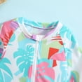thumbnail image 2 of LNMQLPDBS Toddler Girl Rash Guard Swimsuit Colorful Pattern Printed Medium Long Sleeves Zipper Ruffle Trim One Piece Bathing Suits Baby Swim Suit Girl Swimwear for Seaside Play, 2 of 6