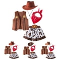 thumbnail image 2 of ANINEO Cowboy Clothes For Girls Elegant Style 4 Piece Outfit With Hat Birthday Party Christmas Halloween Dress Up Clothing for Child, 2 of 7