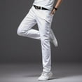 thumbnail image 4 of Jeans Blancs pour Hommes Mode Décontractée Style Classique Coupe Ajustée Pantalon Doux Marque Masculine Avancé, 4 of 6