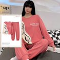 thumbnail image 3 of Conjuntos de Pijamas anudados para Mujer, ropa de dormir de dinosaurio de dibujos animados para adolescentes, ropa de casa para niñas, moda de primavera y otoño, 3 of 4