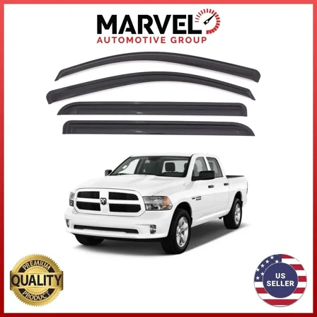 Out-Channel Window Visor Rain Guard Deflectors for Ram 1500 Crew Cab 2009-2018