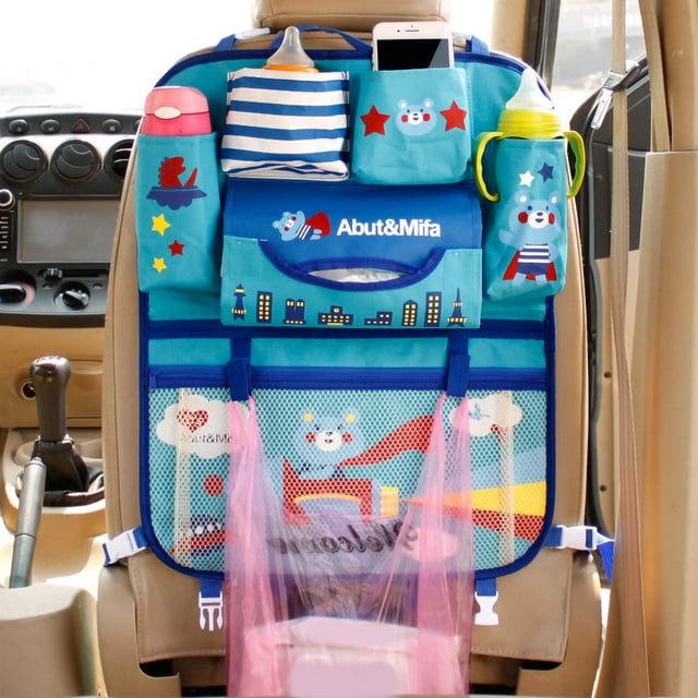 Bolsa de almacenamiento para asiento trasero de coche, organizador de bolsillo multifunción de dibujos animados para asiento trasero de coche tipo 1