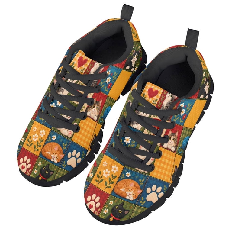 Forchrinse Cute Cat Pet Collage Boys Shoes Big Kids Fashion Sneakers ...